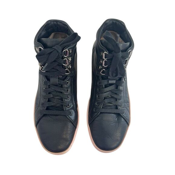 Rag & Bone Size 37 Black Leather Hightop Kent Sneakers - Picture 3 of 8